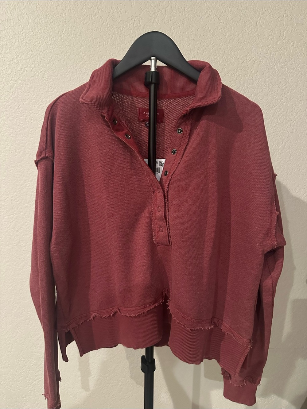 American Eagle Outfitters Women's Washed Rose Snap Pullover Size XS